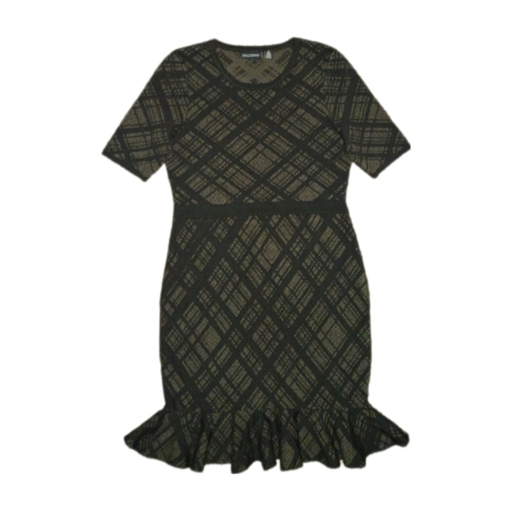 Nina Leonard Plaid Ruffled Sweater Dress - Picture 2 of 4